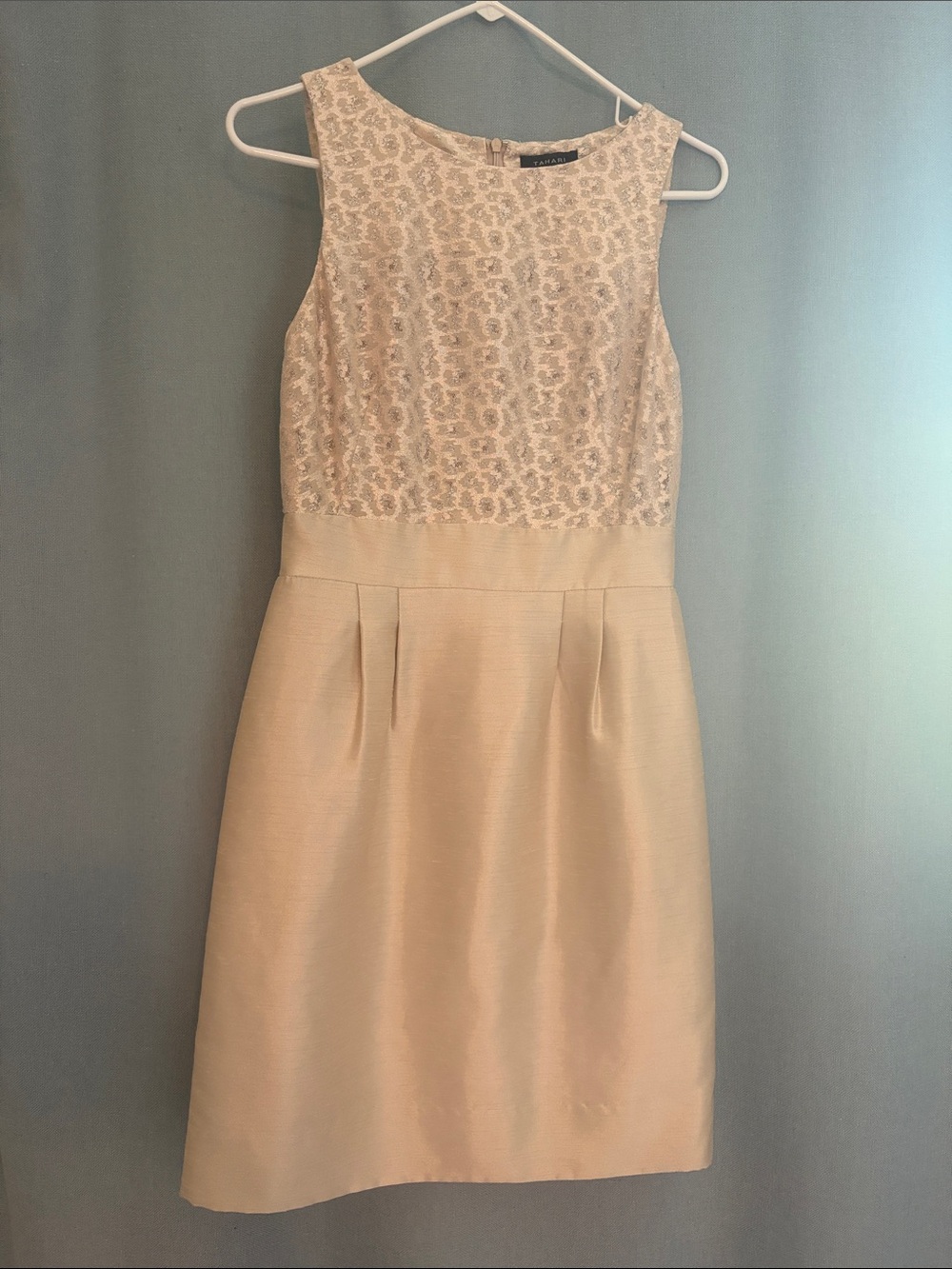 Tahari Cream Lace Bodice Sleeveless Dress